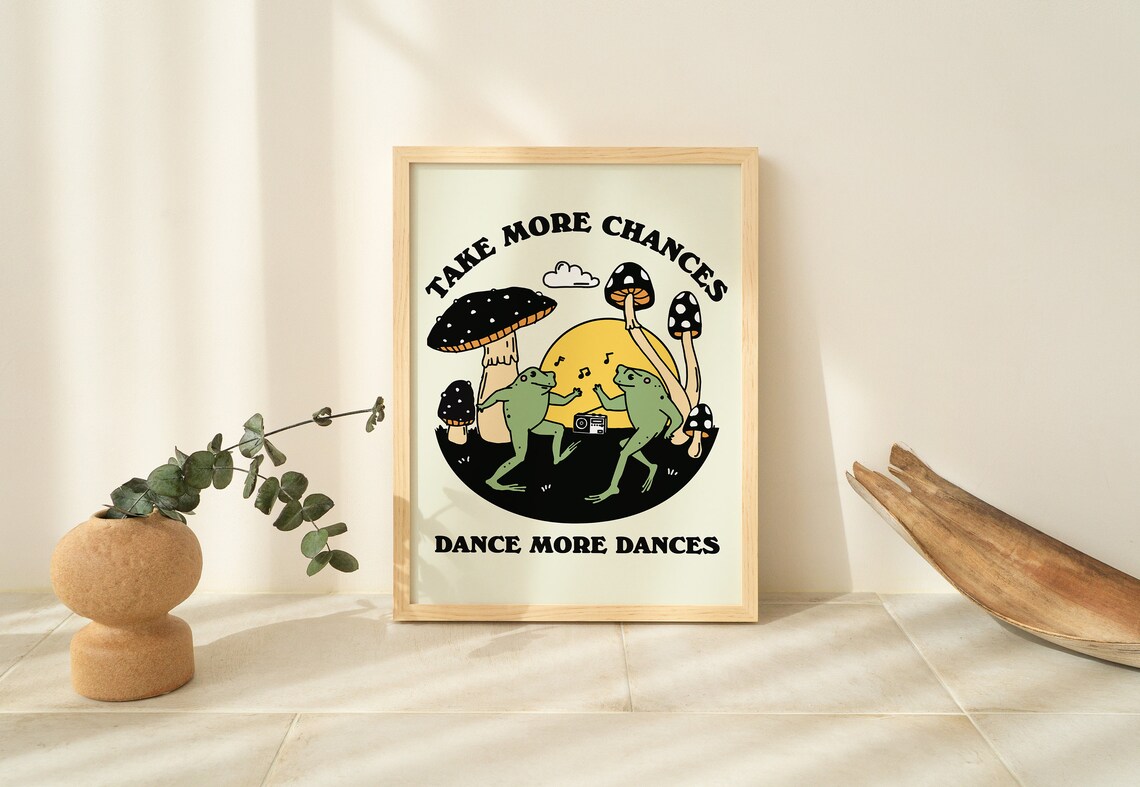 Dancing Frog Selfcare Quote, Vintage Mushroom Art Print - Image 3