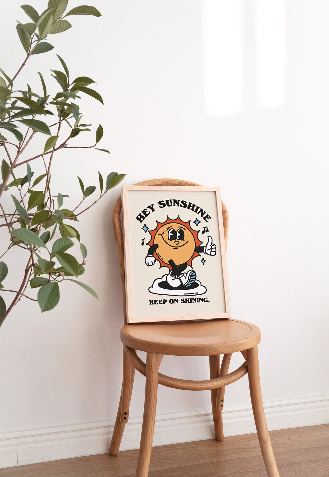 Hey Sunshine Keep On Shining Colorful Sun Mascot Retro Quote Poster - Image 3