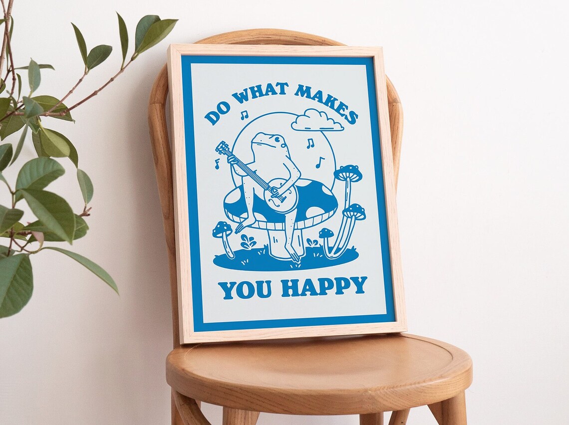 Frog Mushroom Retro Art Print, 70s Decor - Image 3