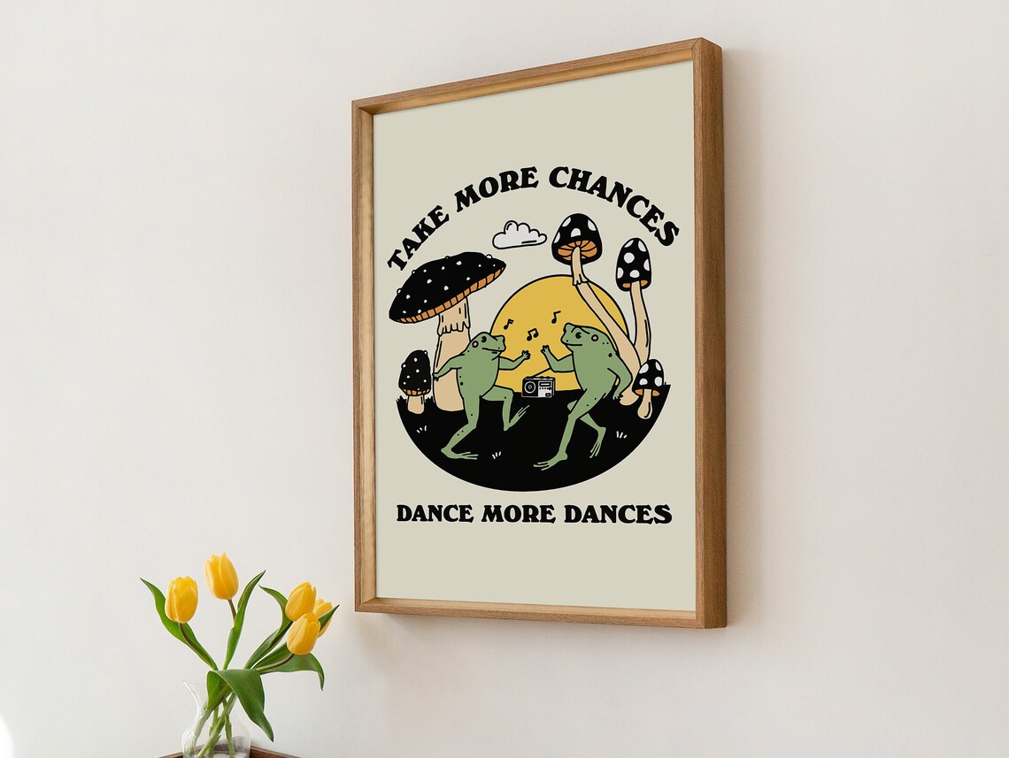 Dancing Frog Selfcare Quote, Vintage Mushroom Art Print - Image 2