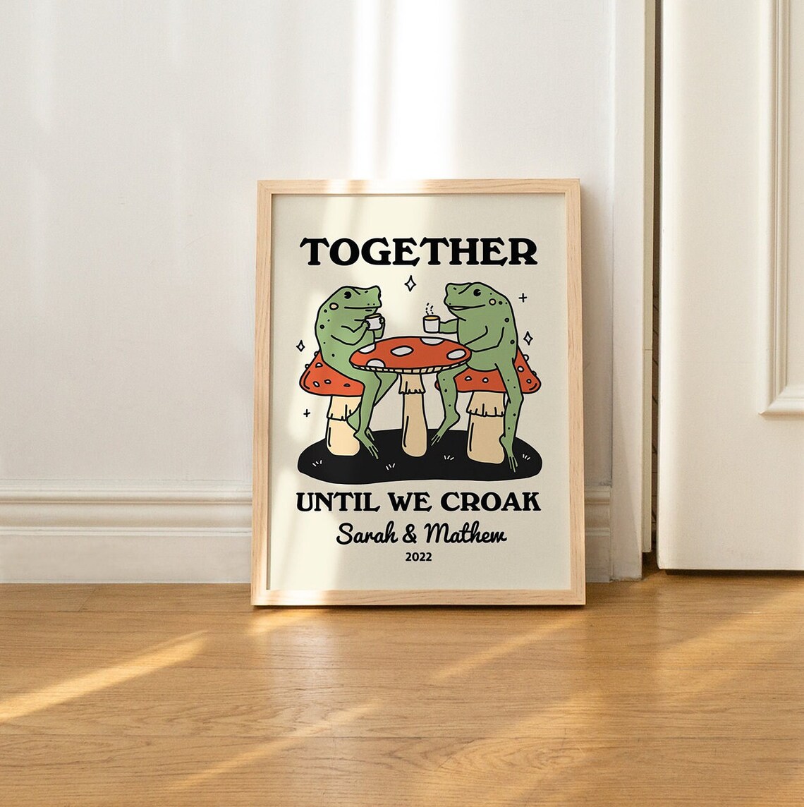 Custom Coffee Frog Retro Mushroom Art Print - Image 3