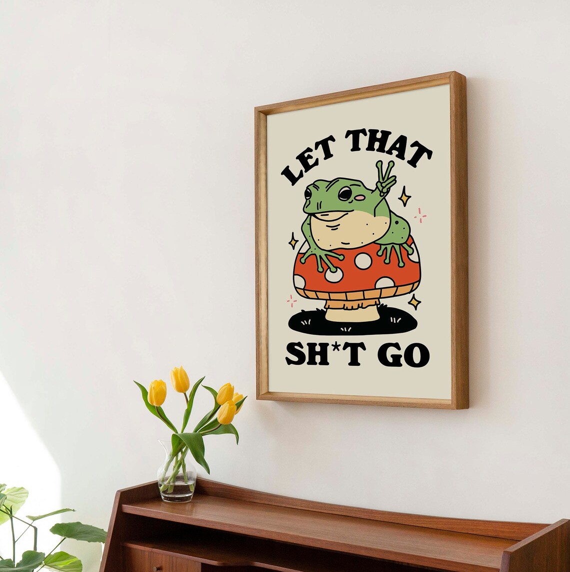 Retro Frog Bathroom Quote Poster, Cottagecore Print - Image 2