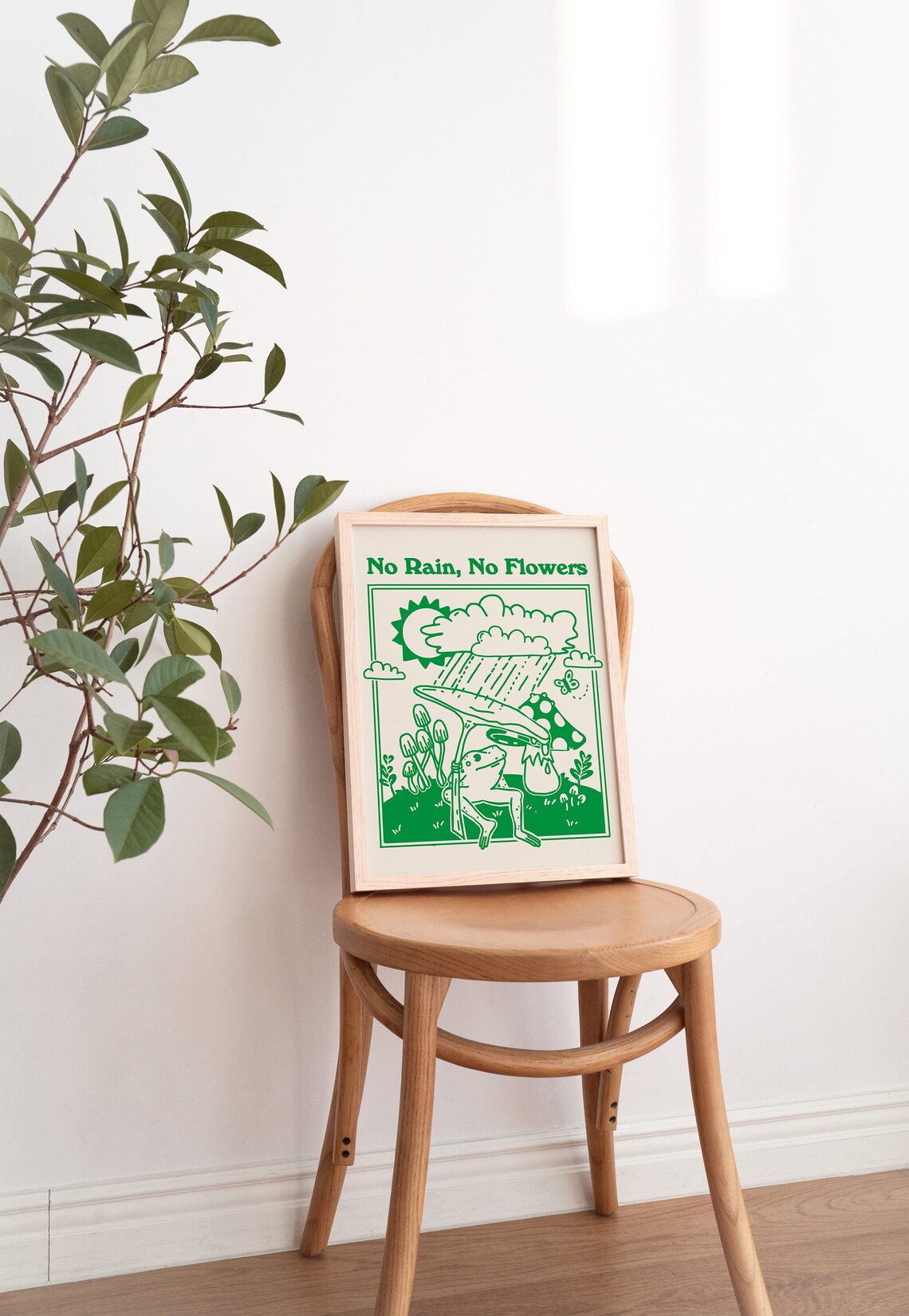 Retro Frog and Mushroom Wall Print, Vintage Quote - Image 2