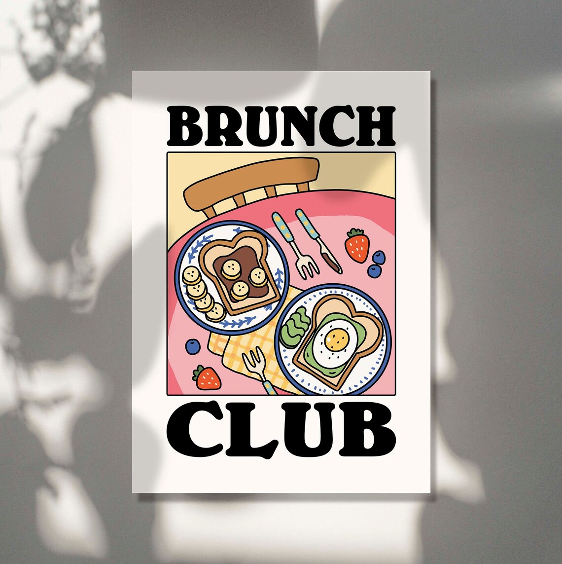 Eclectic Pink Kitchen Brunch Club Poster Print - Image 2