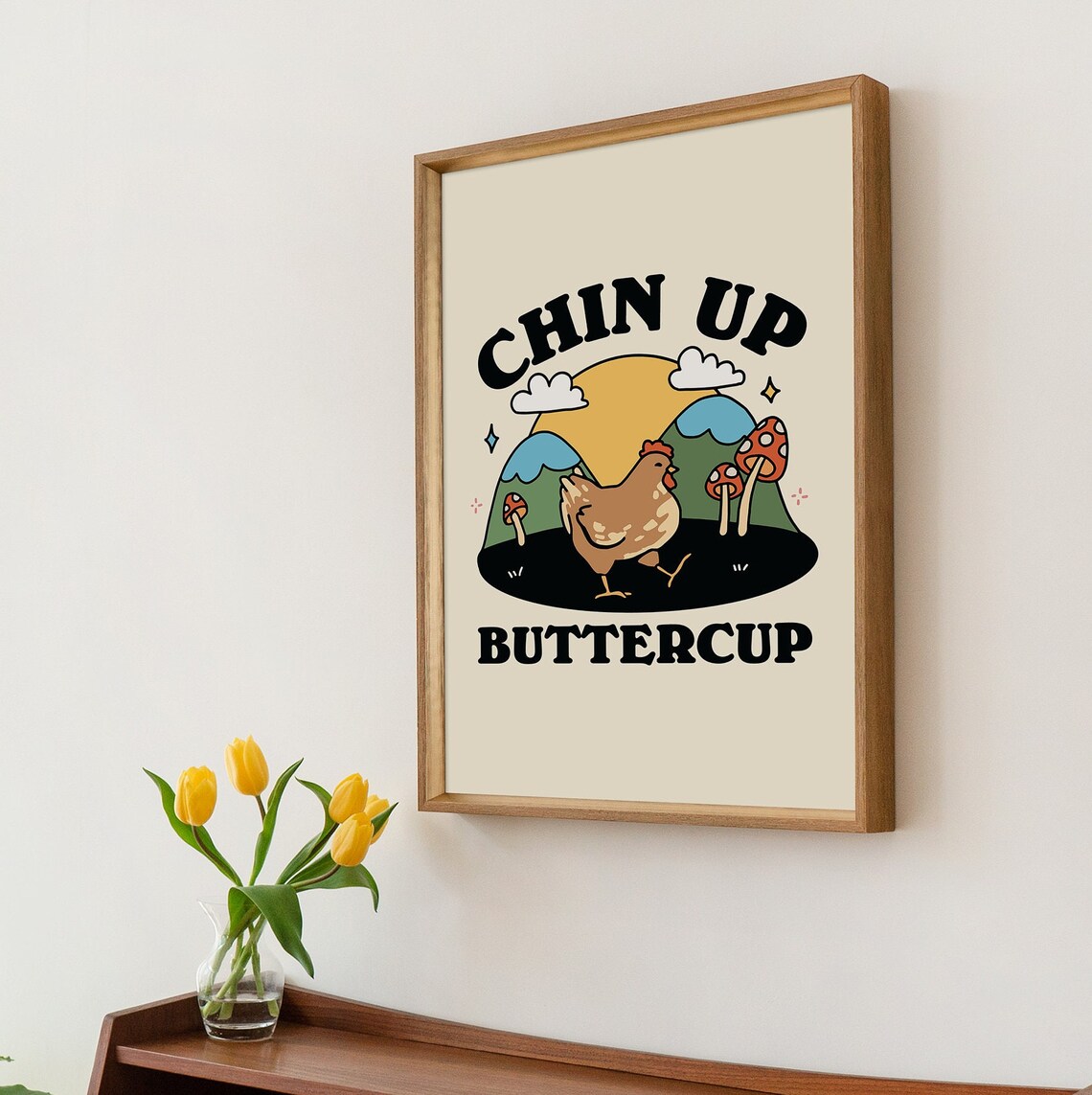 Cute Chicken Motivation Quote Retro Style Art Print - Image 3
