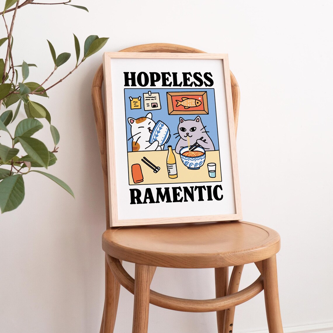 Hopelessly Ramentic Cat Retro Kitchen Art Print - Image 4