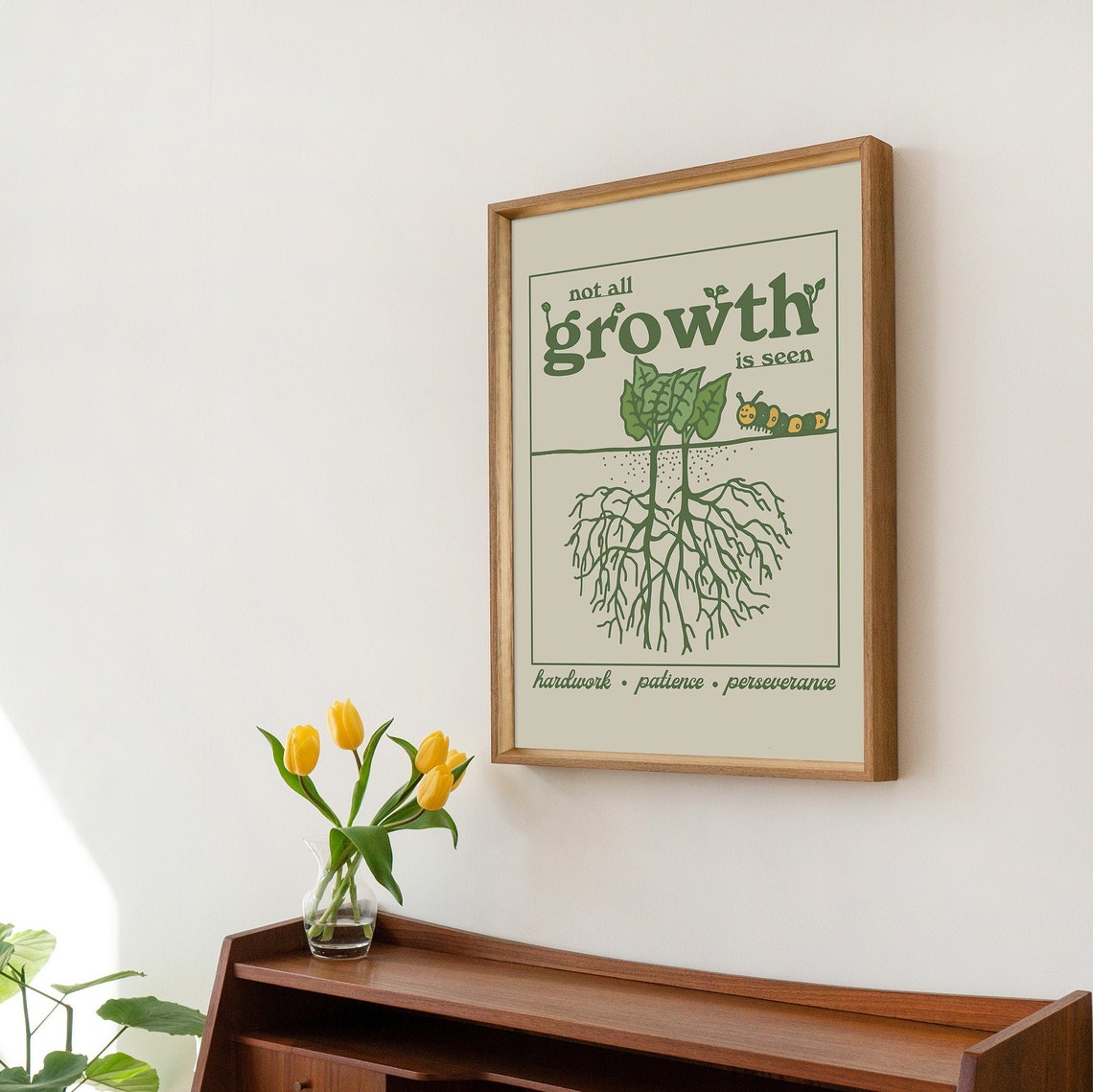 Not All Growth Is Seen Green Botanical Motivational Wall Poster - Image 2