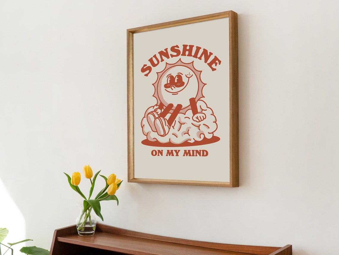 Retro Sun Wall Art Cute Quote Wall Print Trendy Print 80s Wall Decor Gallery Wall Prints Art Prints - Image 2