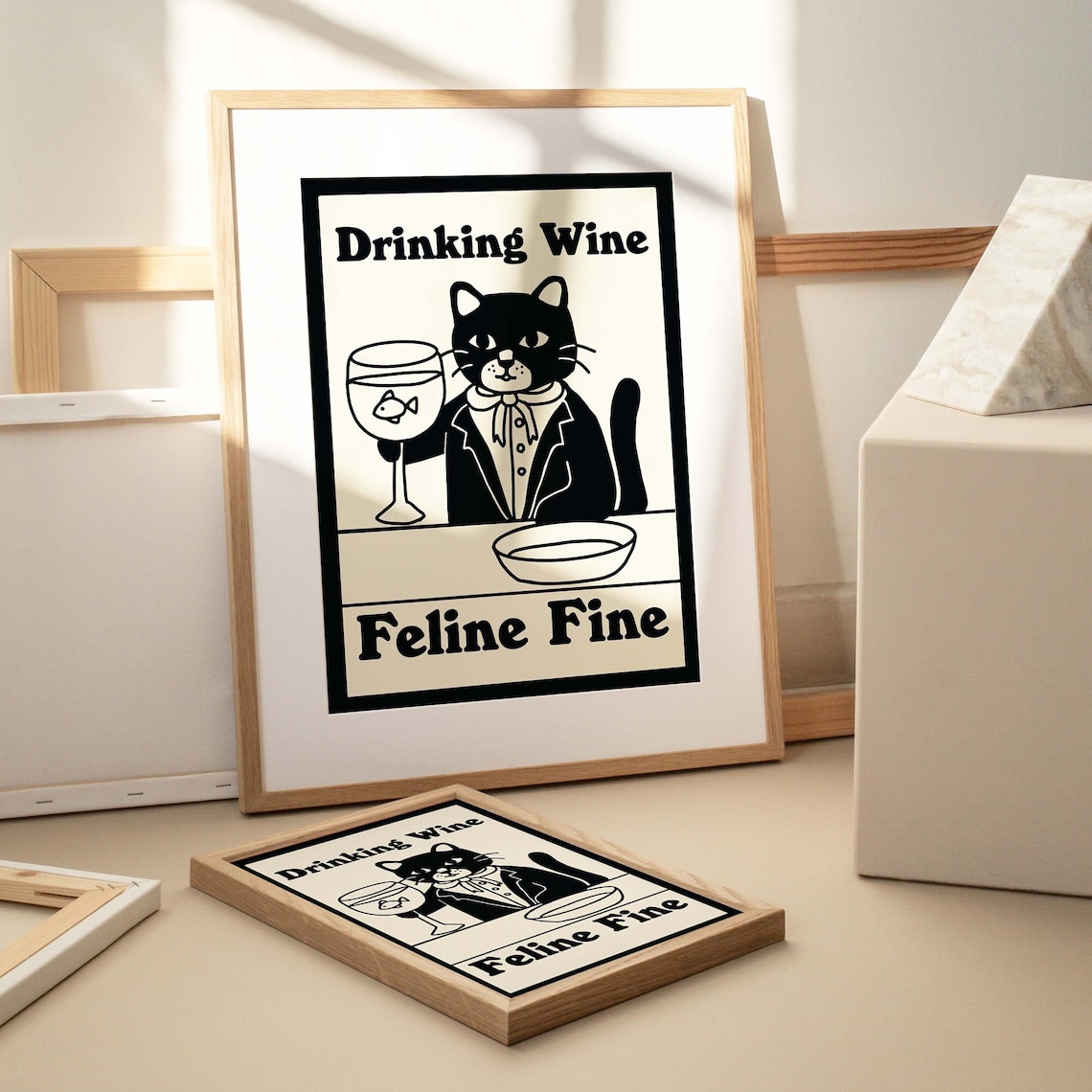 Distinguished Cat Retro Wine Poster, Kitchen Bar Decor - Image 3
