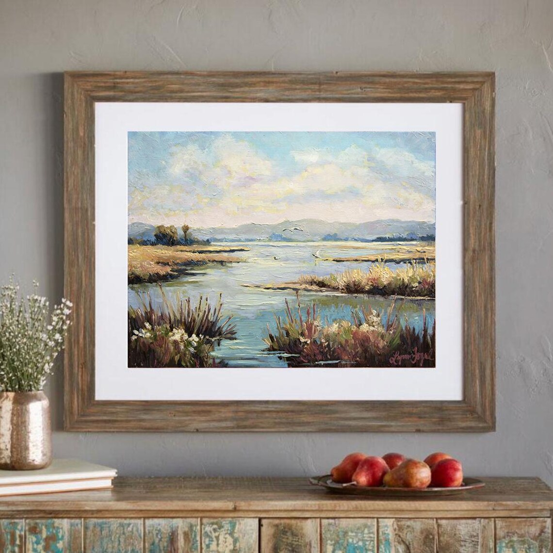 Carpinteria Salt Marsh Wetland Inlet Golden Reeds Landscape Poster - Image 3