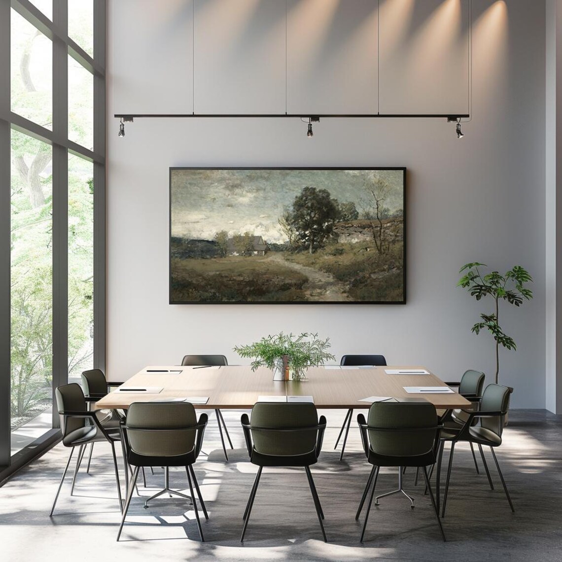 Peaceful Rustic Cottage Landscape Dirt Road Country Painting Poster - Image 3