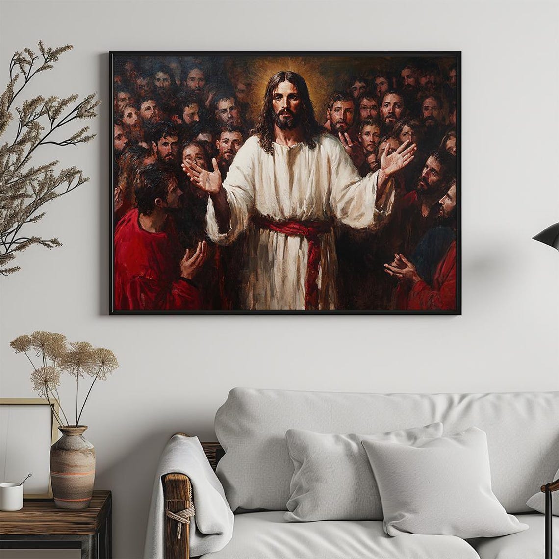 Jesus Christ Teaching the Multitude Dramatic Biblical Painting Poster - Image 5