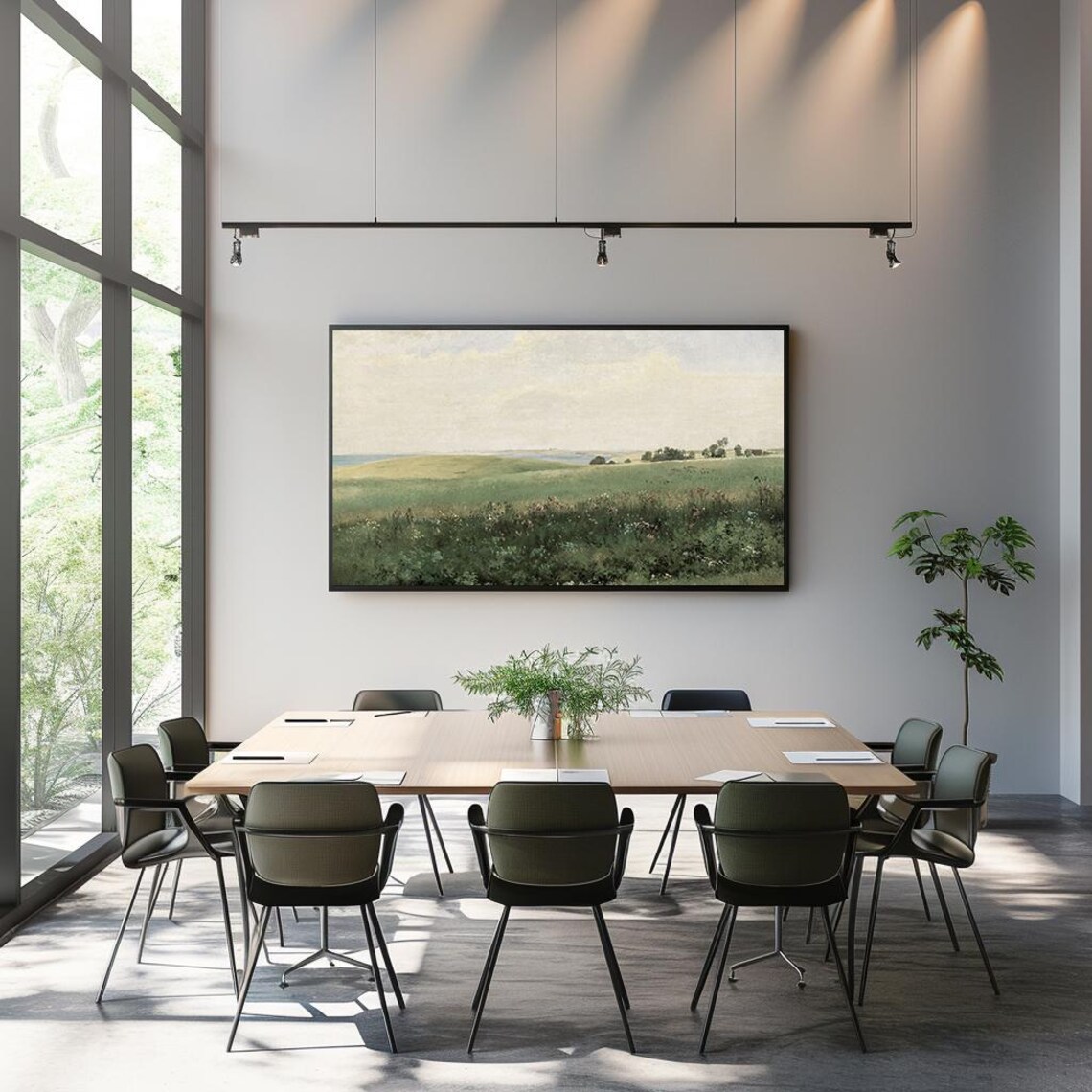 Wildflower Meadow Green Field Vintage Summer Landscape Art Poster - Image 3