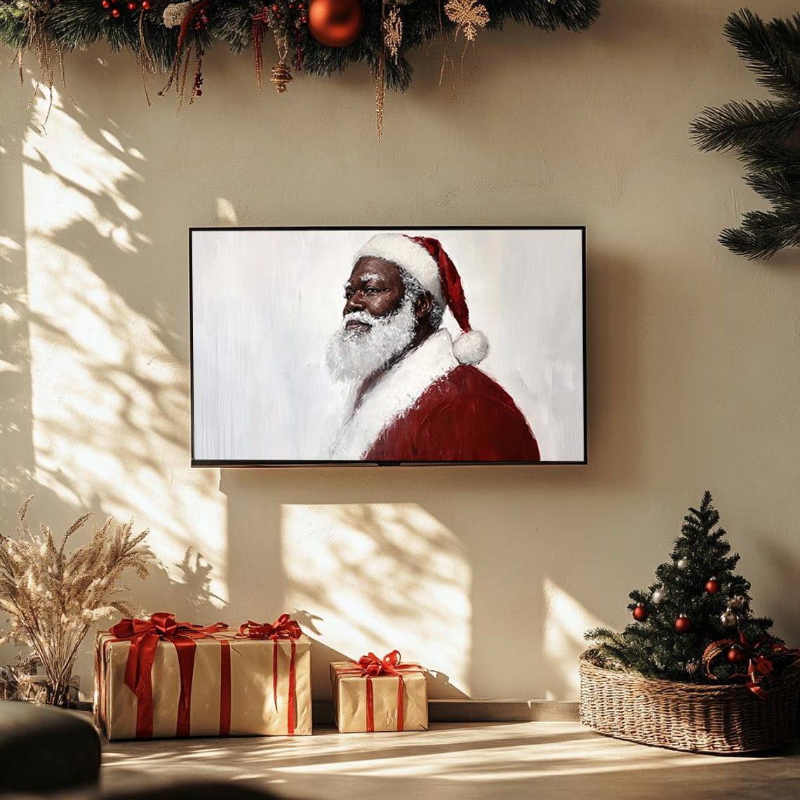 Santa Claus Profile Portrait Oil Painting Classic Elegant Poster - Image 3