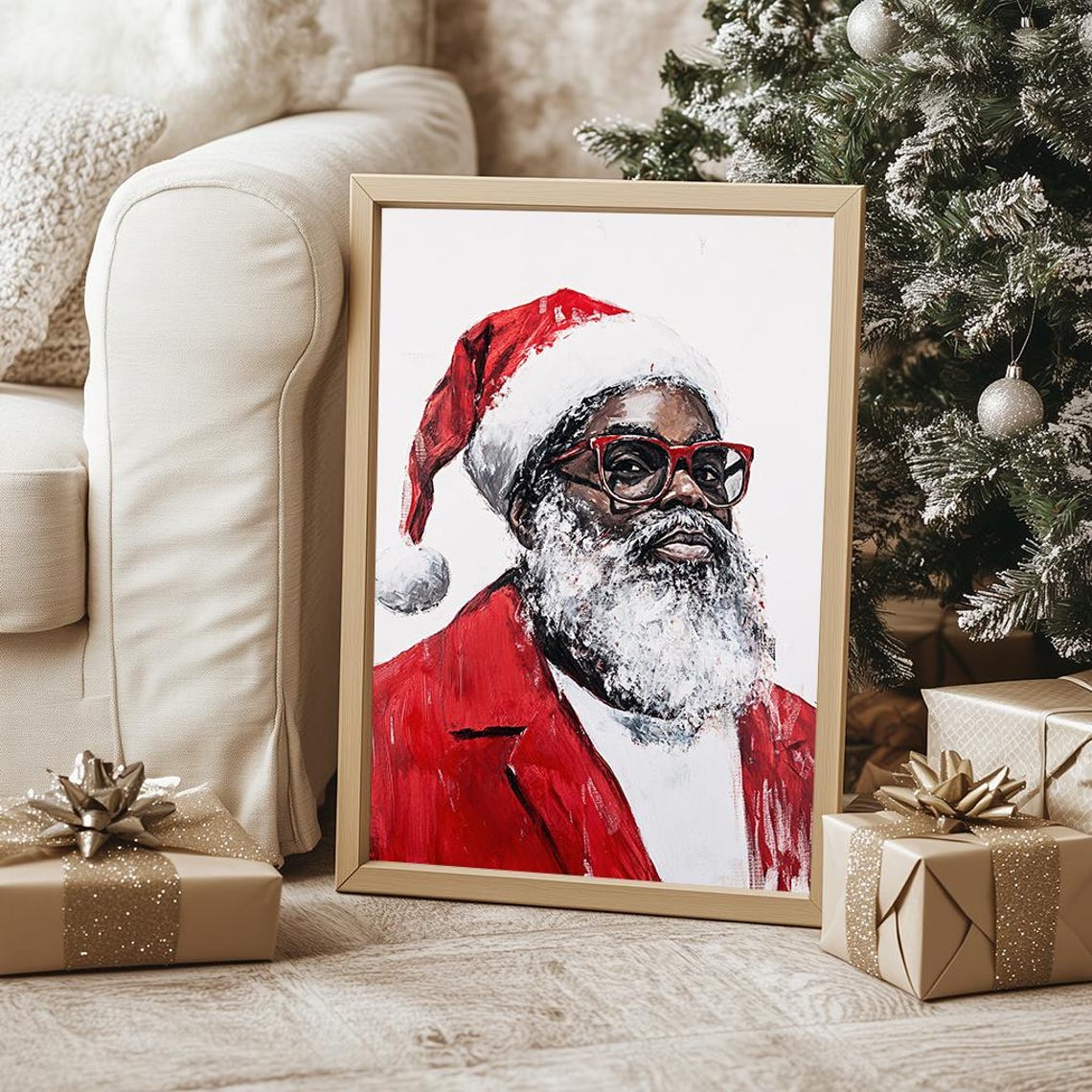 Modern Santa Claus Painting Festive Christmas Wall Art Bold Holiday Decor Instant Pt - Image 4
