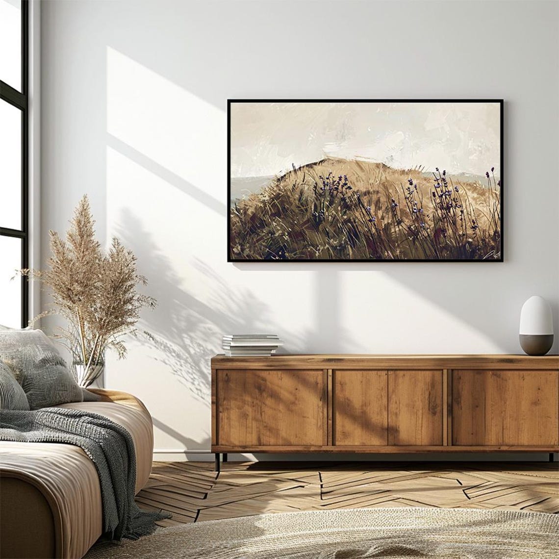 Wild Meadow Dunes with Lavender Abstract Landscape Art Poster - Image 4