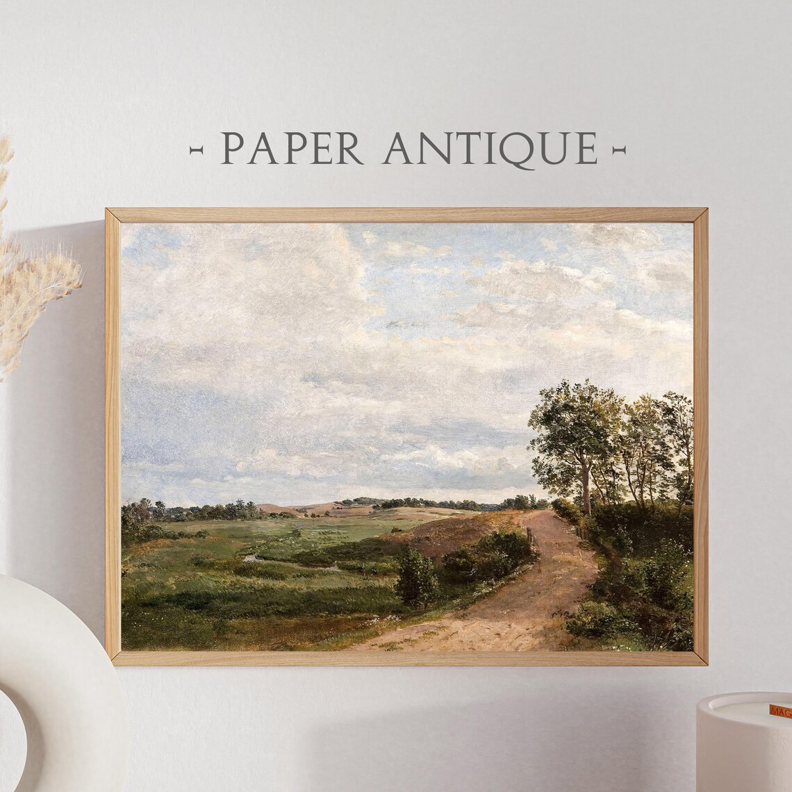 Country Road with Trees and Fields Sunny Day Vintage Painting Poster