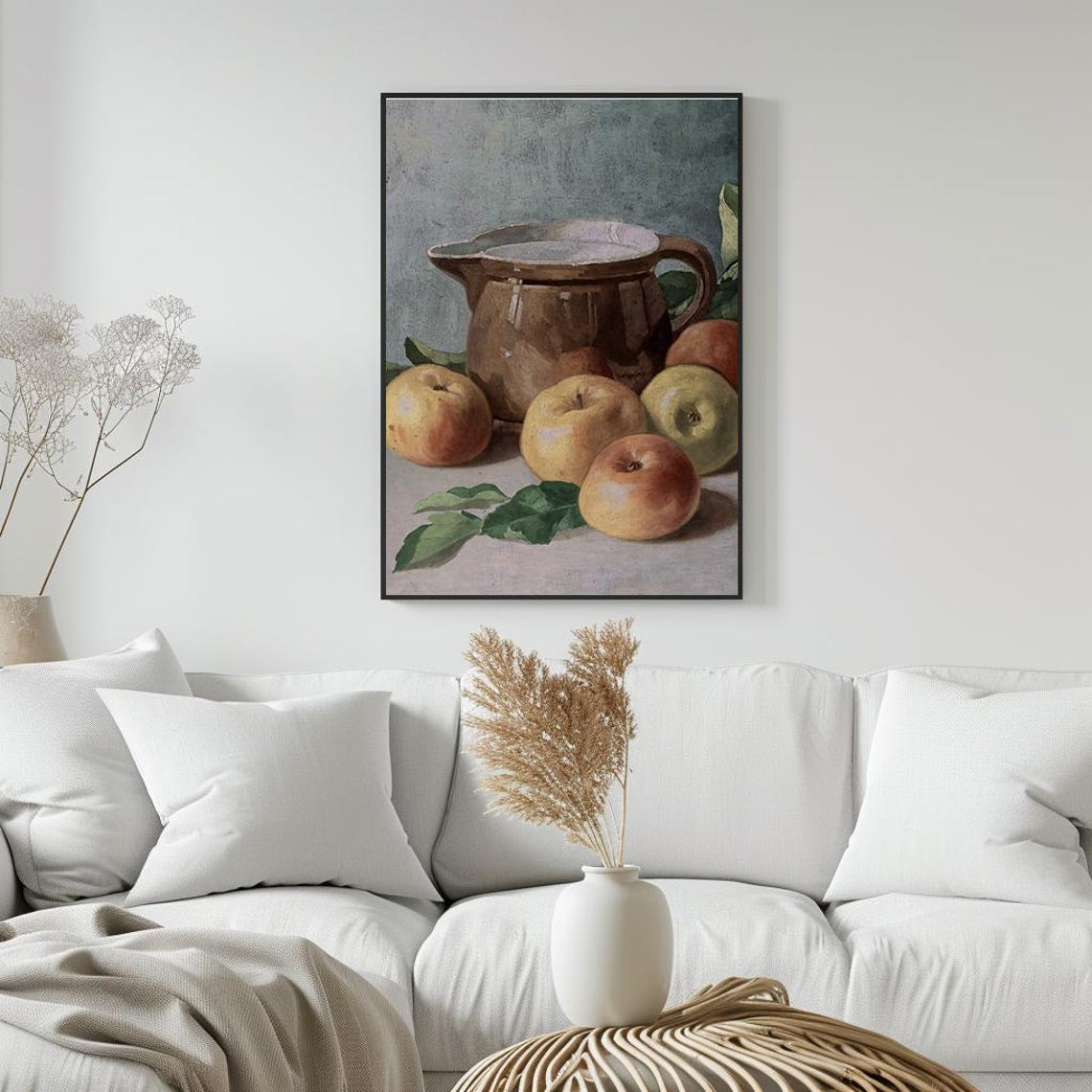 Apples Pitcher Still Life Vintage Harvest Kitchen Painting Poster - Image 5