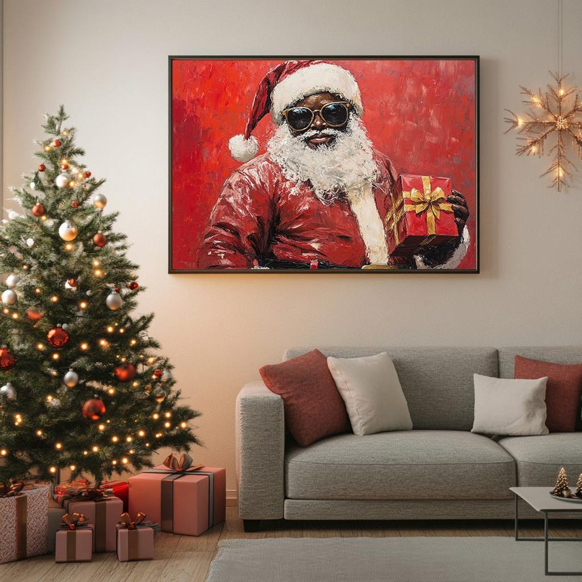 Cool Santa Claus Painting Modern Christmas Wall Art Festive Holiday Decor Bold Artwork Instant Ls - Image 5