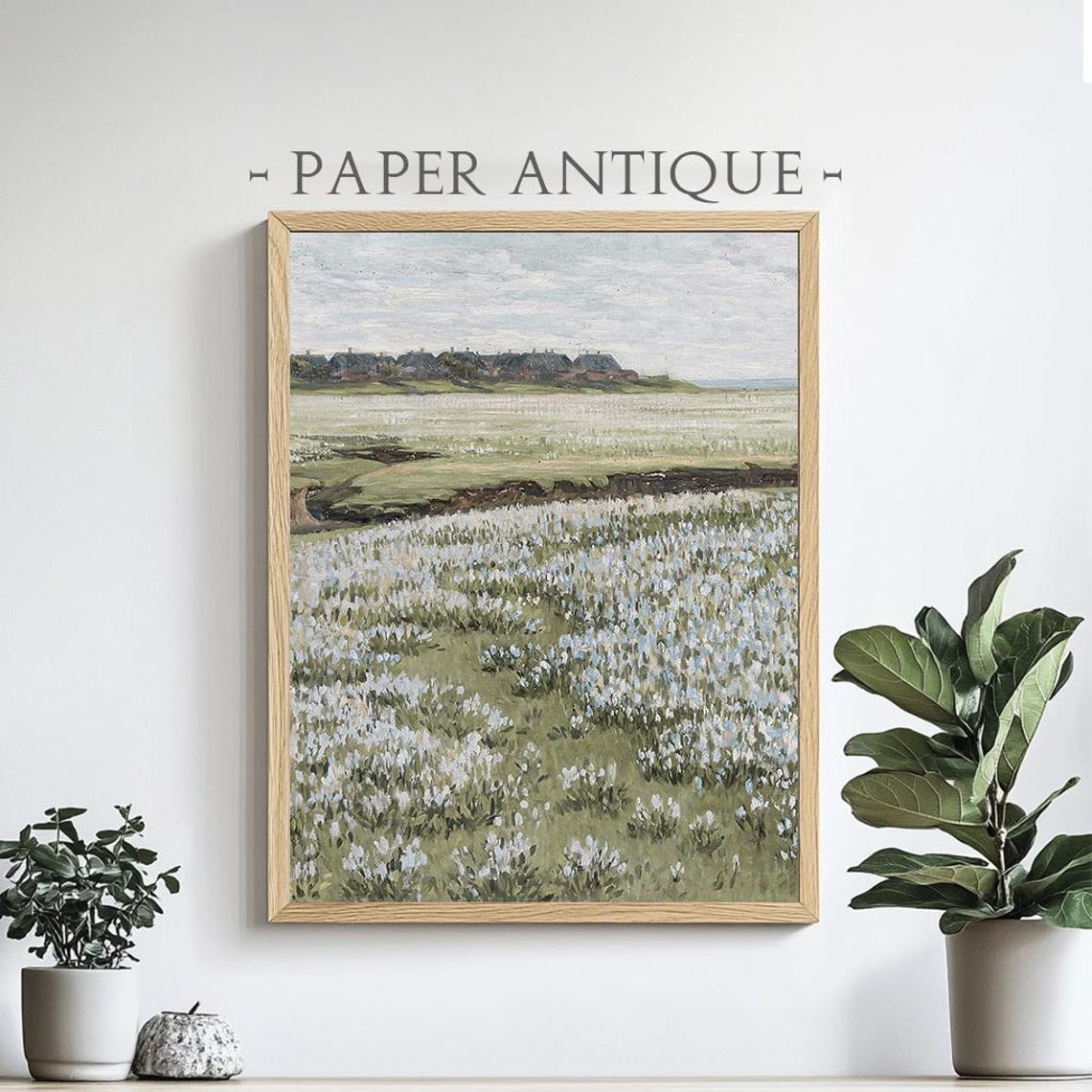 Spring Wildflower Meadow White Blossoms Rural Landscape Poster
