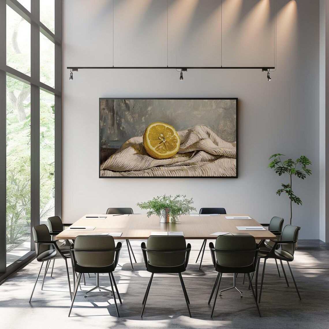 Fresh Half Lemon Still Life Oil Painting Citrus Kitchen Poster - Image 3