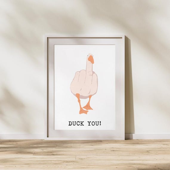 Funny Goose Wall Art Print Colorful Duck Illustration Animal Modern Teen Room Decor Playful Nursery Poster
