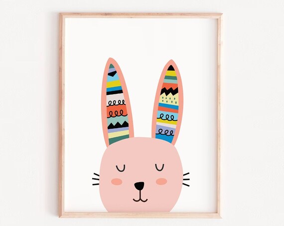 Sale 50 Nursery Bunny Prints Kids Room Decor Wall Scandinavian Art
