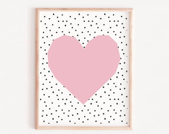 Pink Heart Girl Room Decor Art Print