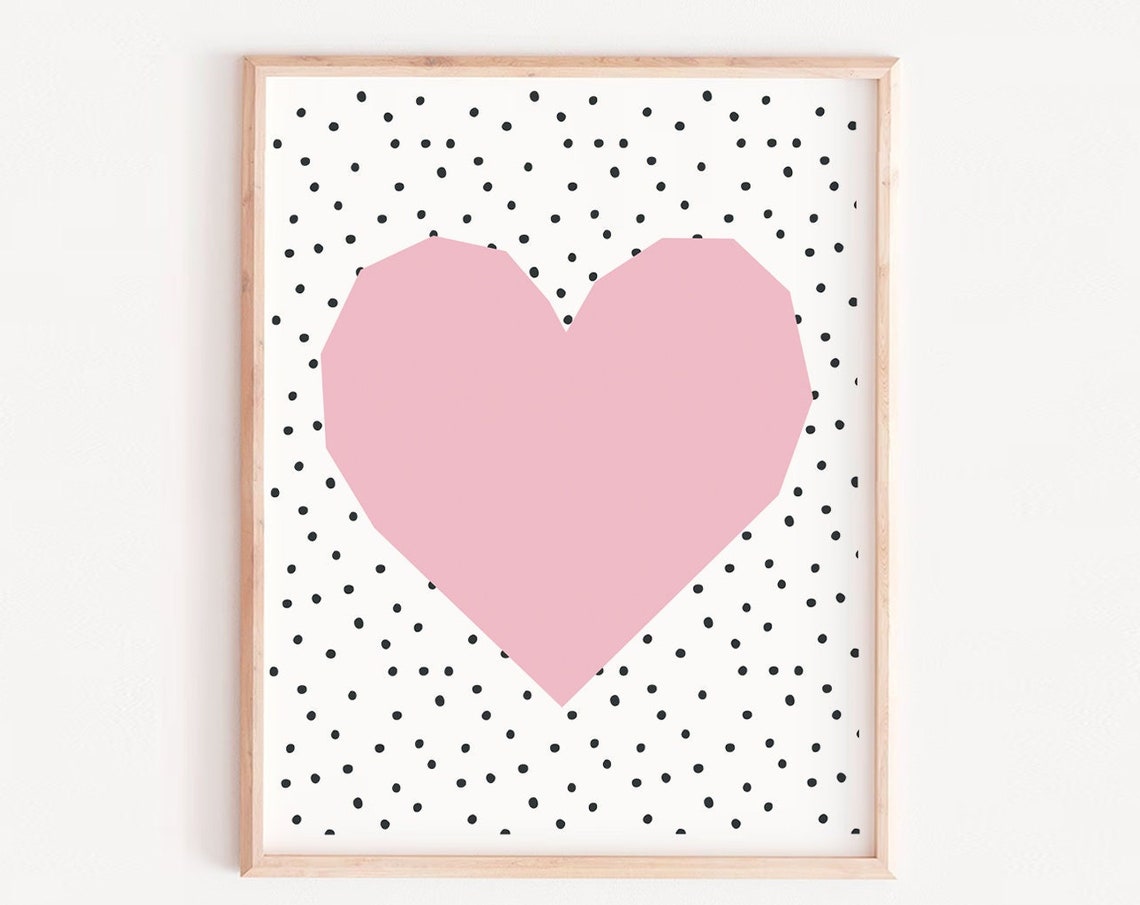 Pink Heart Girl Room Decor Art Print