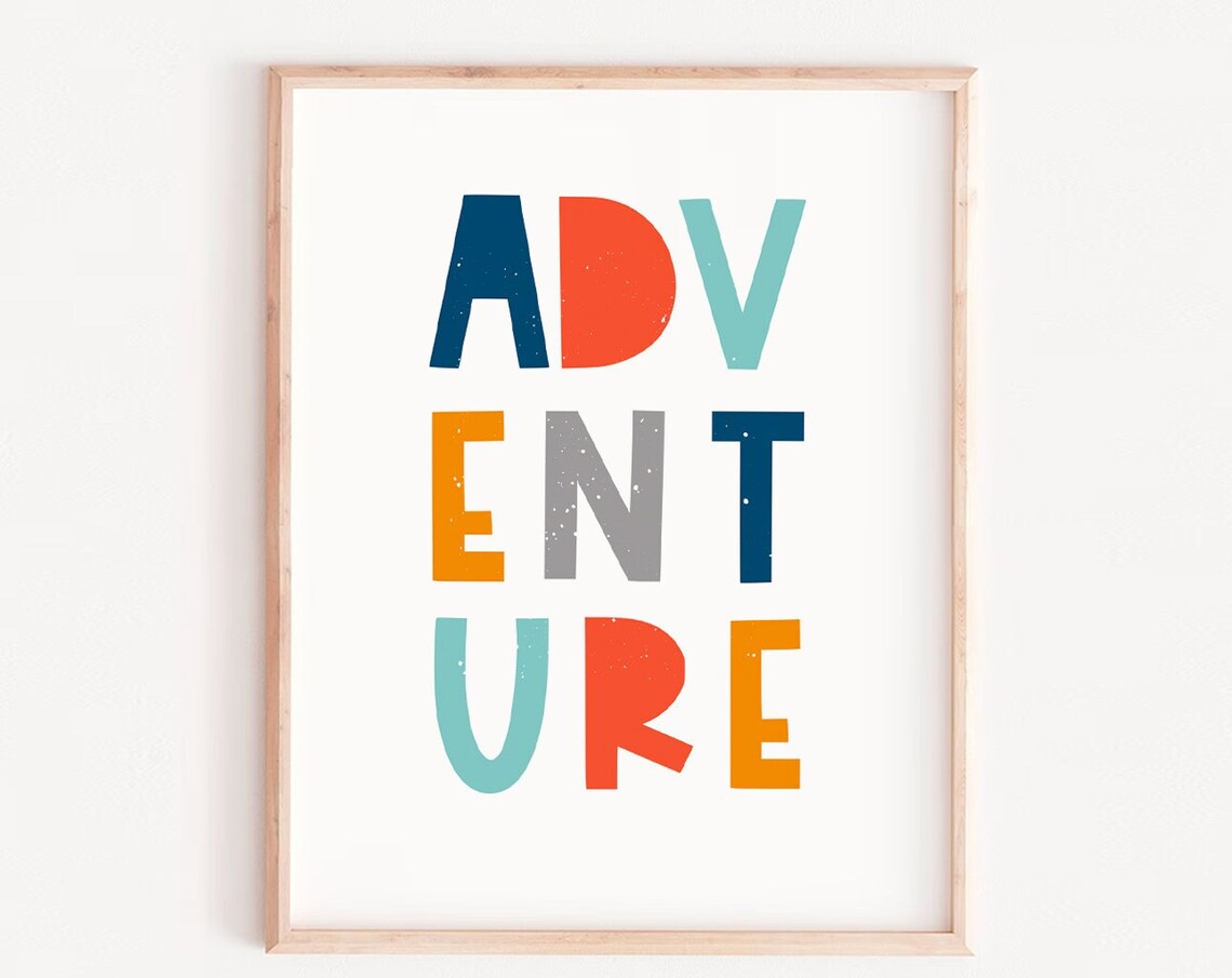 Blue Nursery Adventure Quote Boys Room Art Print