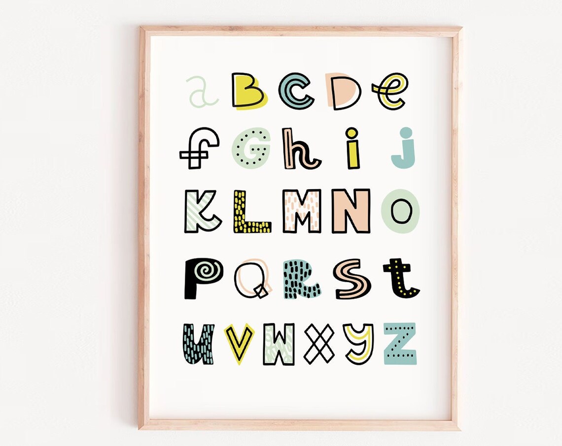 Nursery Alphabet Wall Art, Children’s Decor Print