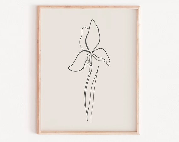 Line Art Print Neutral Colours Botanical Minimalist Black And White Wall Leaf Bedroom