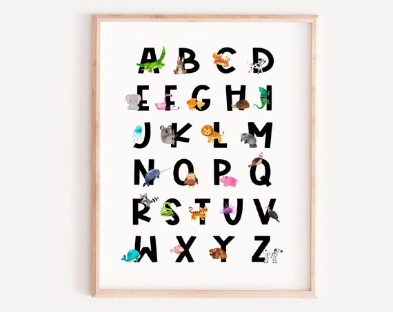 Alphabet Animal Kids Decor Nursery Art Print