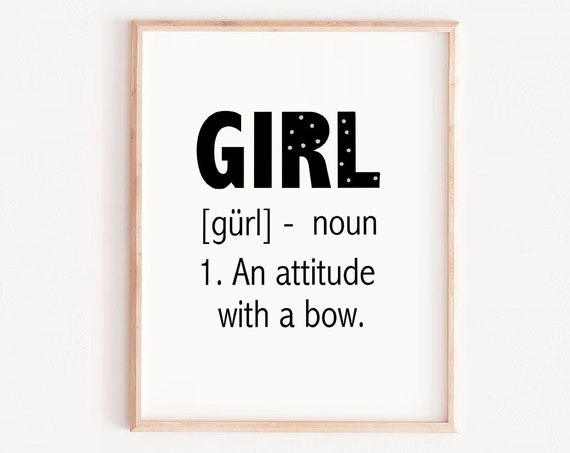 Definition Girl Quote Art Print, Girls Room Decor