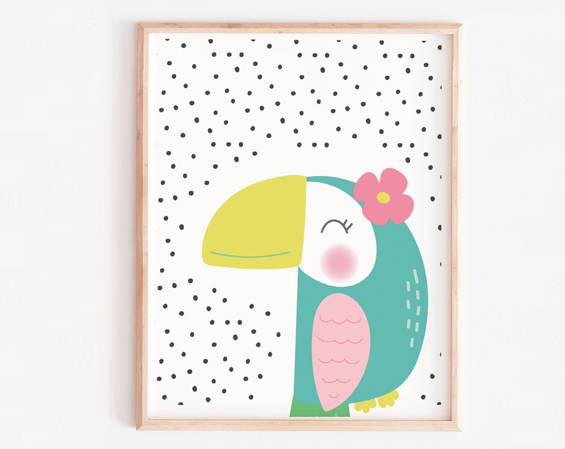 Toucan Girls Nursery Bird Decor Art Print