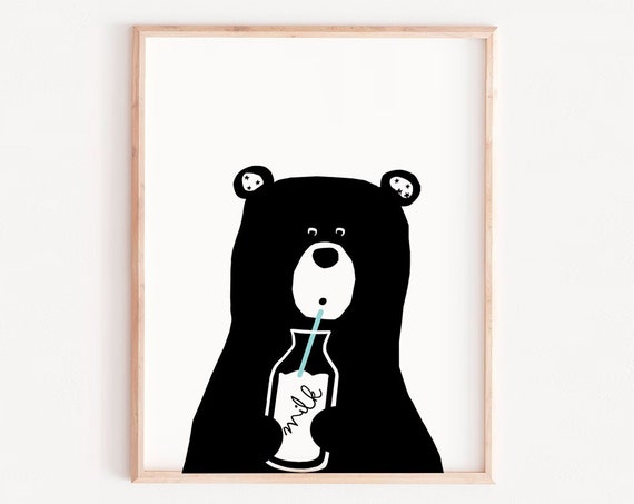 But First Milk Bear Nursery Art Print