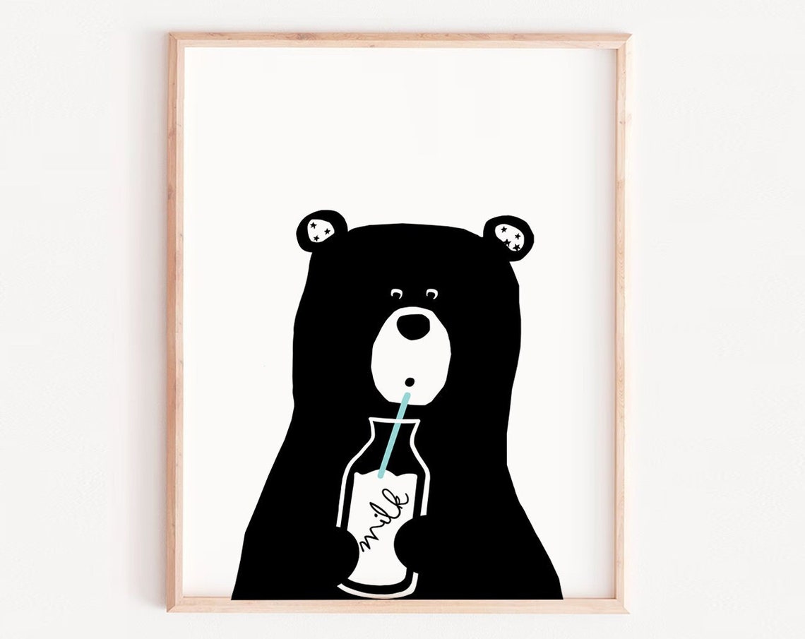 But First Milk Bear Nursery Art Print