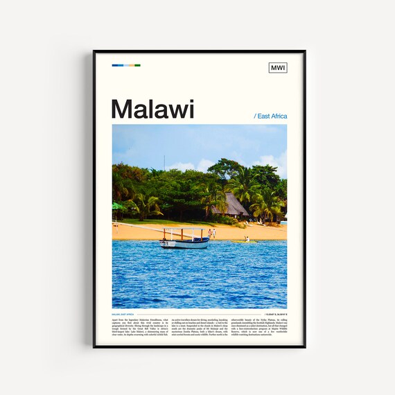 Malawi Lake Travel Poster, Africa Wall Art Print