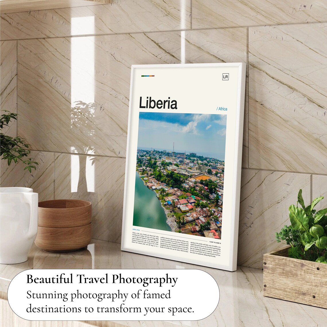 Liberia Africa Coastal City Aerial Waterfront Photo Travel Poster Art - Image 4
