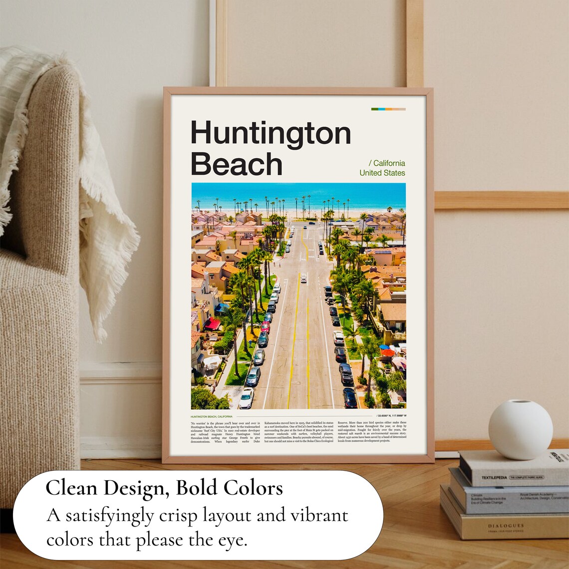 Huntington Beach Travel Poster, Coastal Wall Art - Image 3