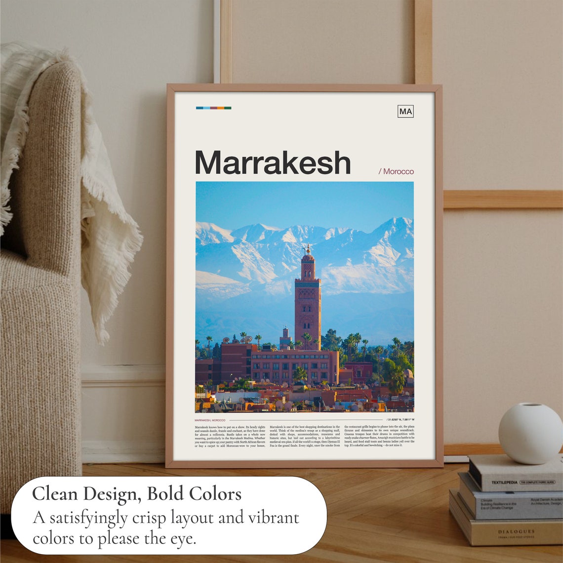 Marrakesh Morocco Koutoubia Mosque Atlas Mountains Photo Poster - Image 3
