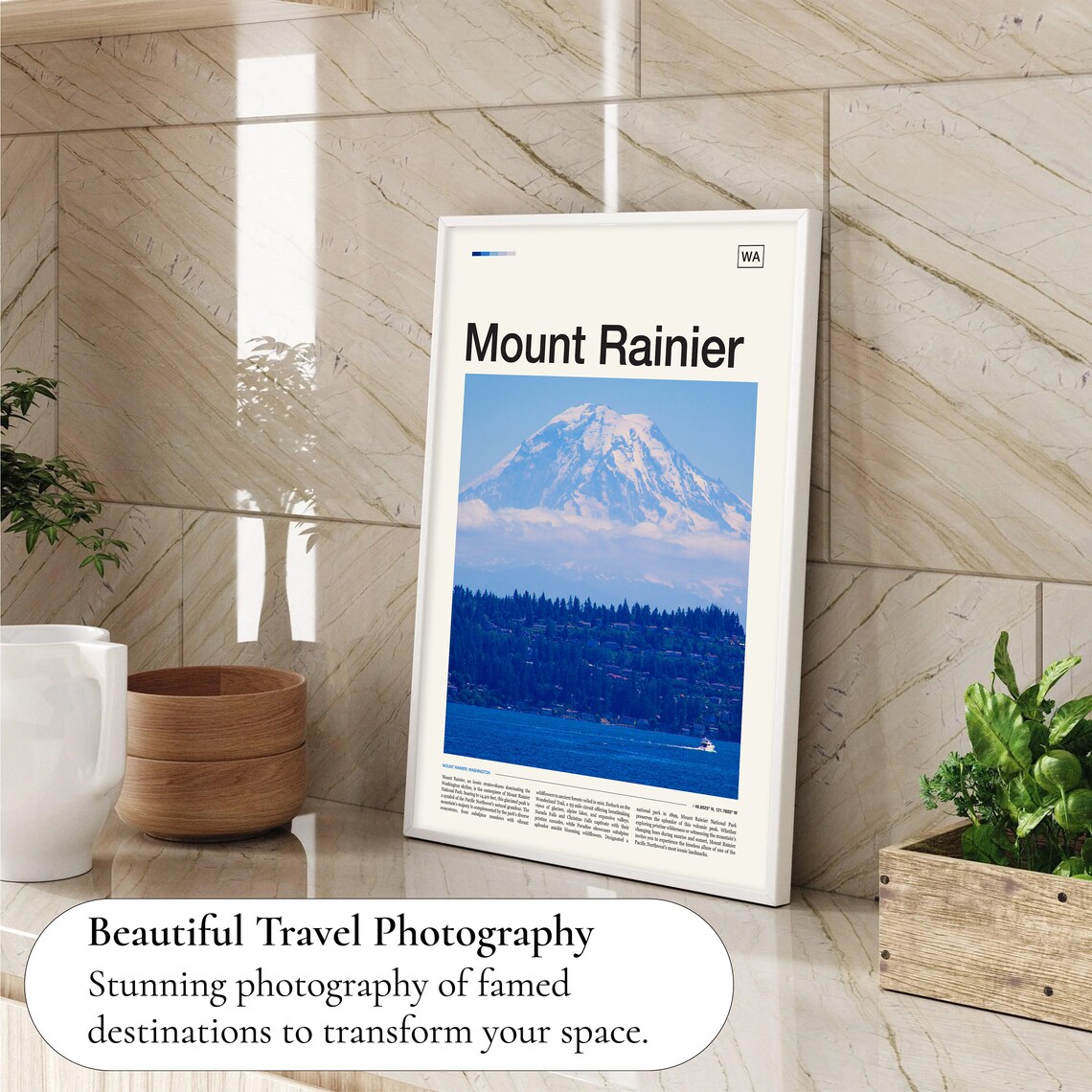 Mount Rainier Washington Snowcapped Volcano Harbor Scenic Poster - Image 4