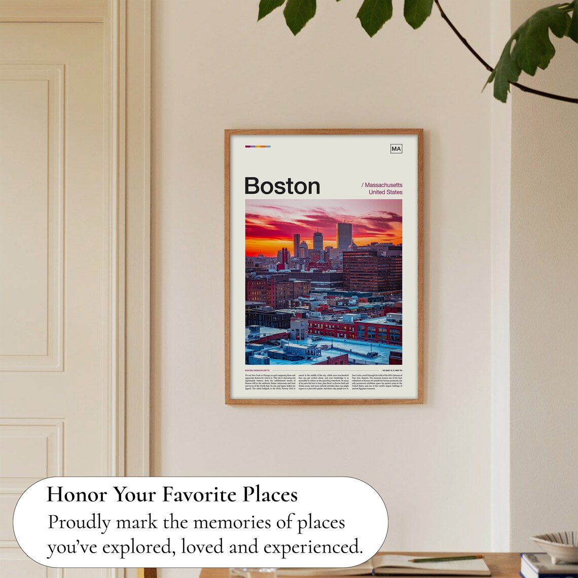 Boston Skyline Travel Poster, Boston Wall Art - Image 5