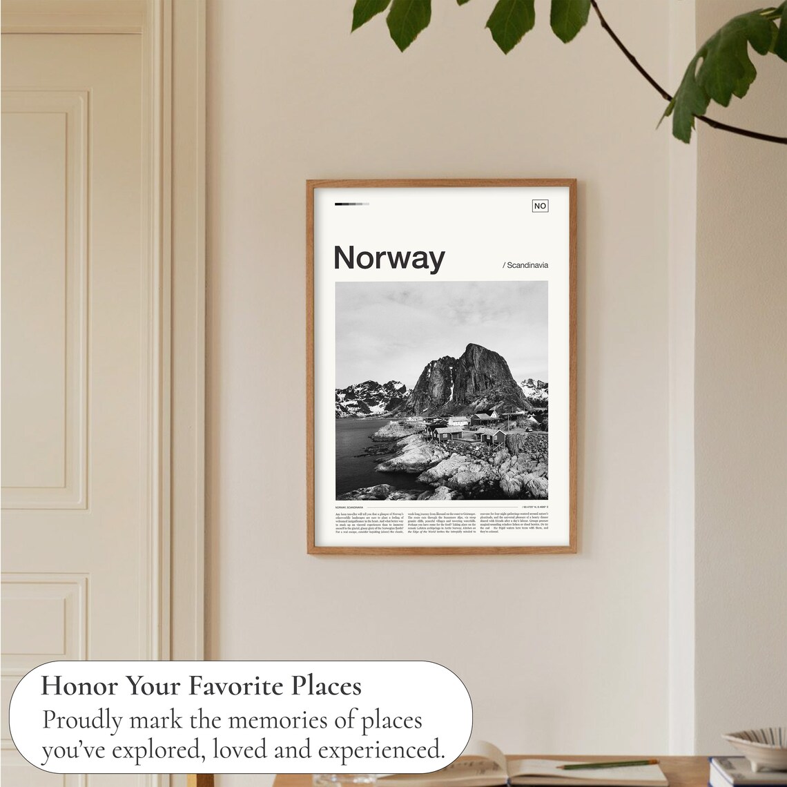 Norway Black and White Fjord Fishing Village Scandinavia Poster - Image 5