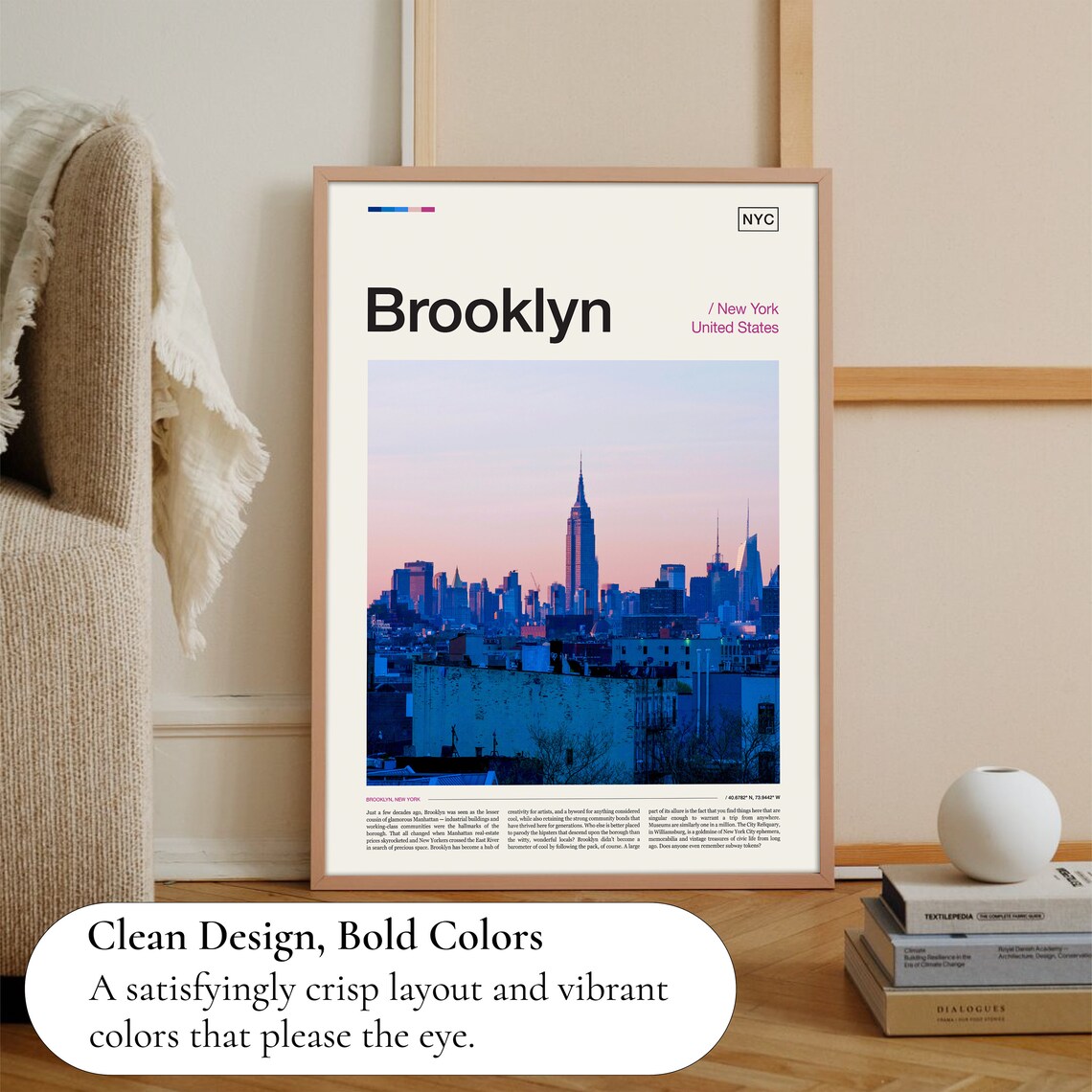 Brooklyn New York Sunset Manhattan Skyline Photo Travel Poster Art - Image 3