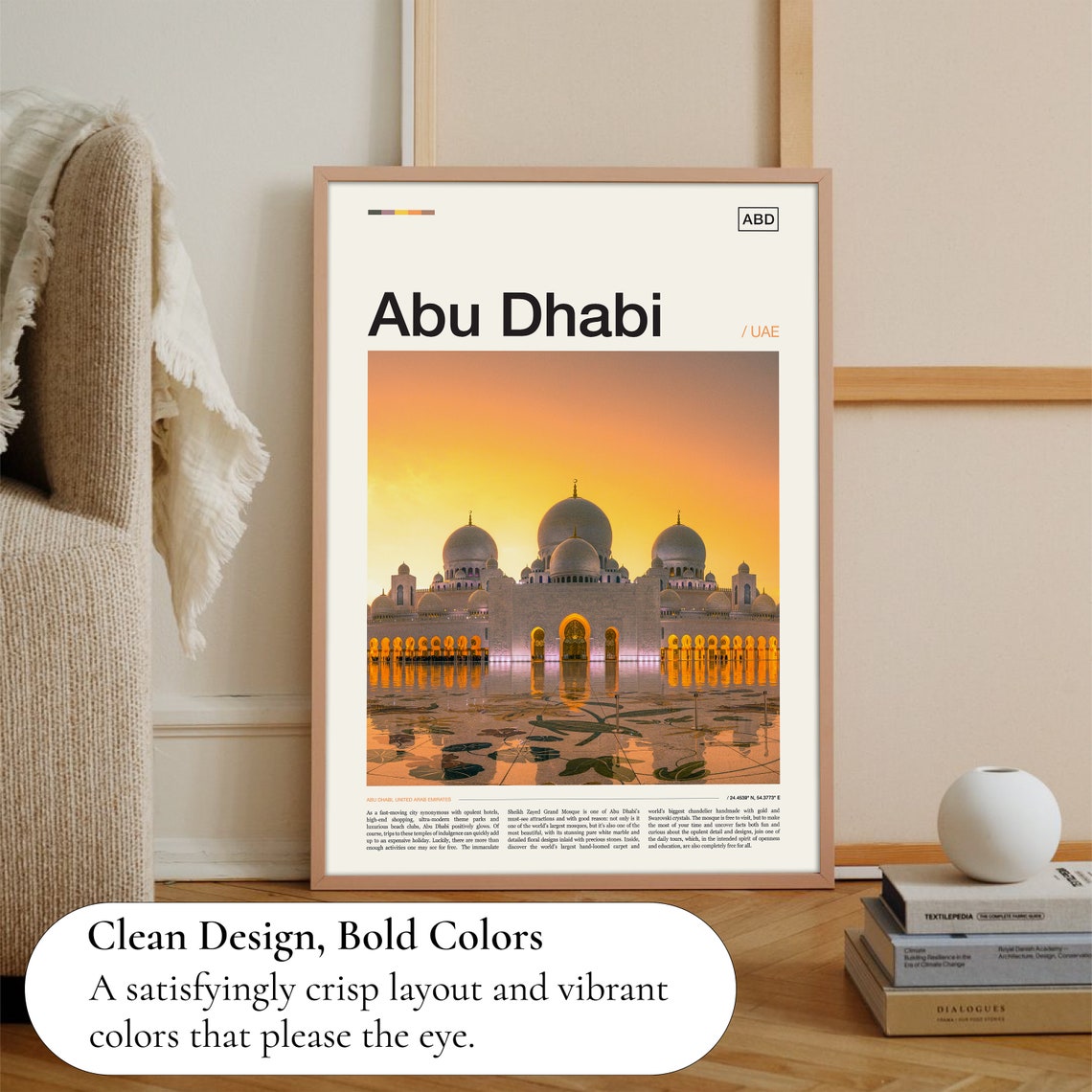 Abu Dhabi Sheikh Zayed Grand Mosque Golden Sunset Travel Poster - Image 3
