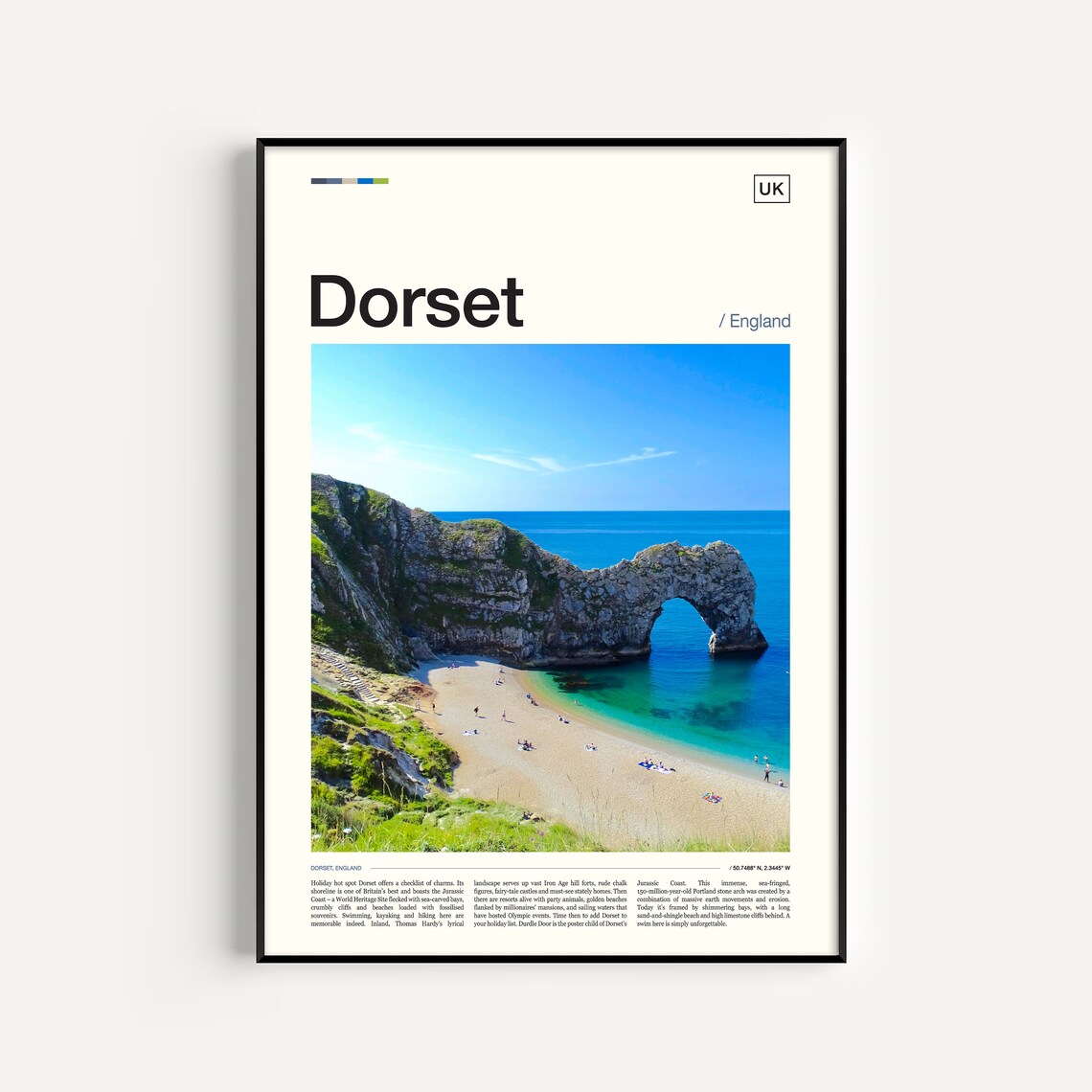 Dorset England Durdle Door Limestone Arch Beach Photo Travel Poster