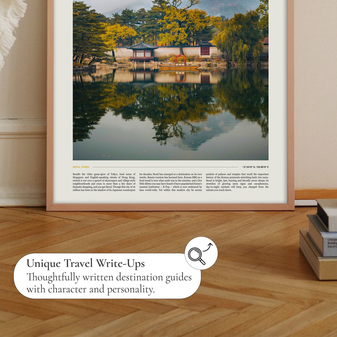 Seoul Korea Palace Pond Mountain Reflection Autumn Trees Poster - Image 2