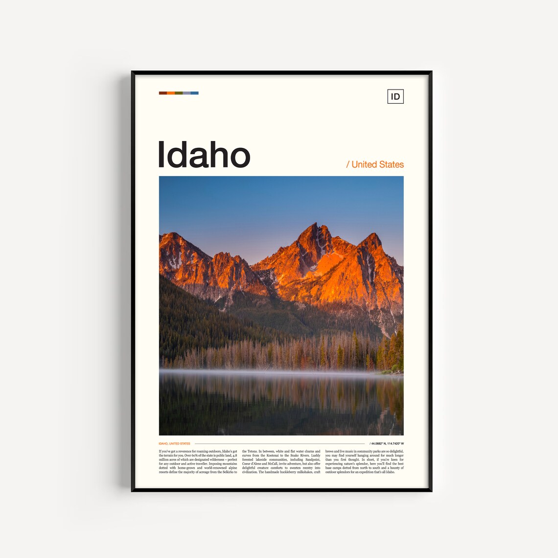Idaho Travel Poster, USA Place Wall Art