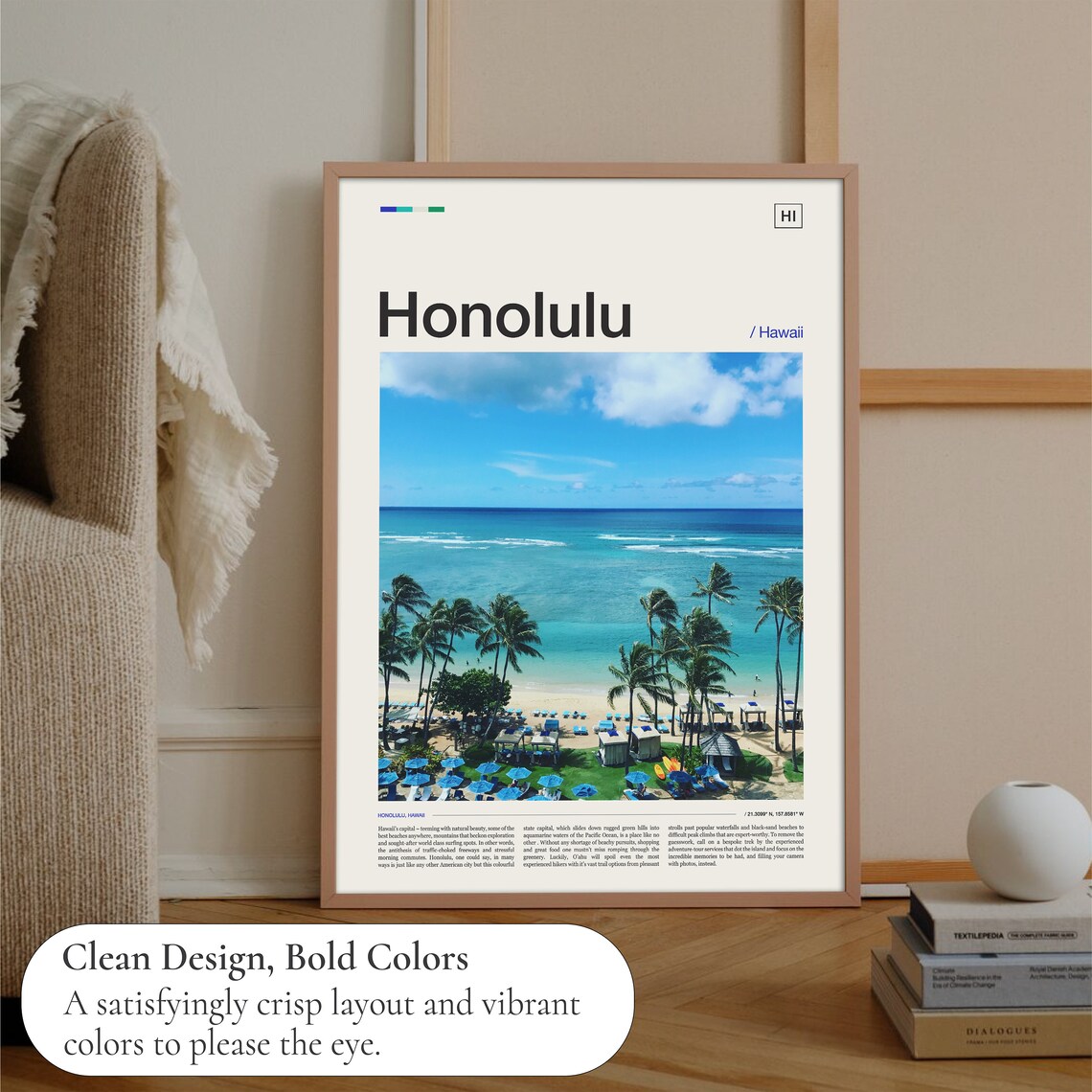 Honolulu Hawaii Wall Art Poster Print - Image 3